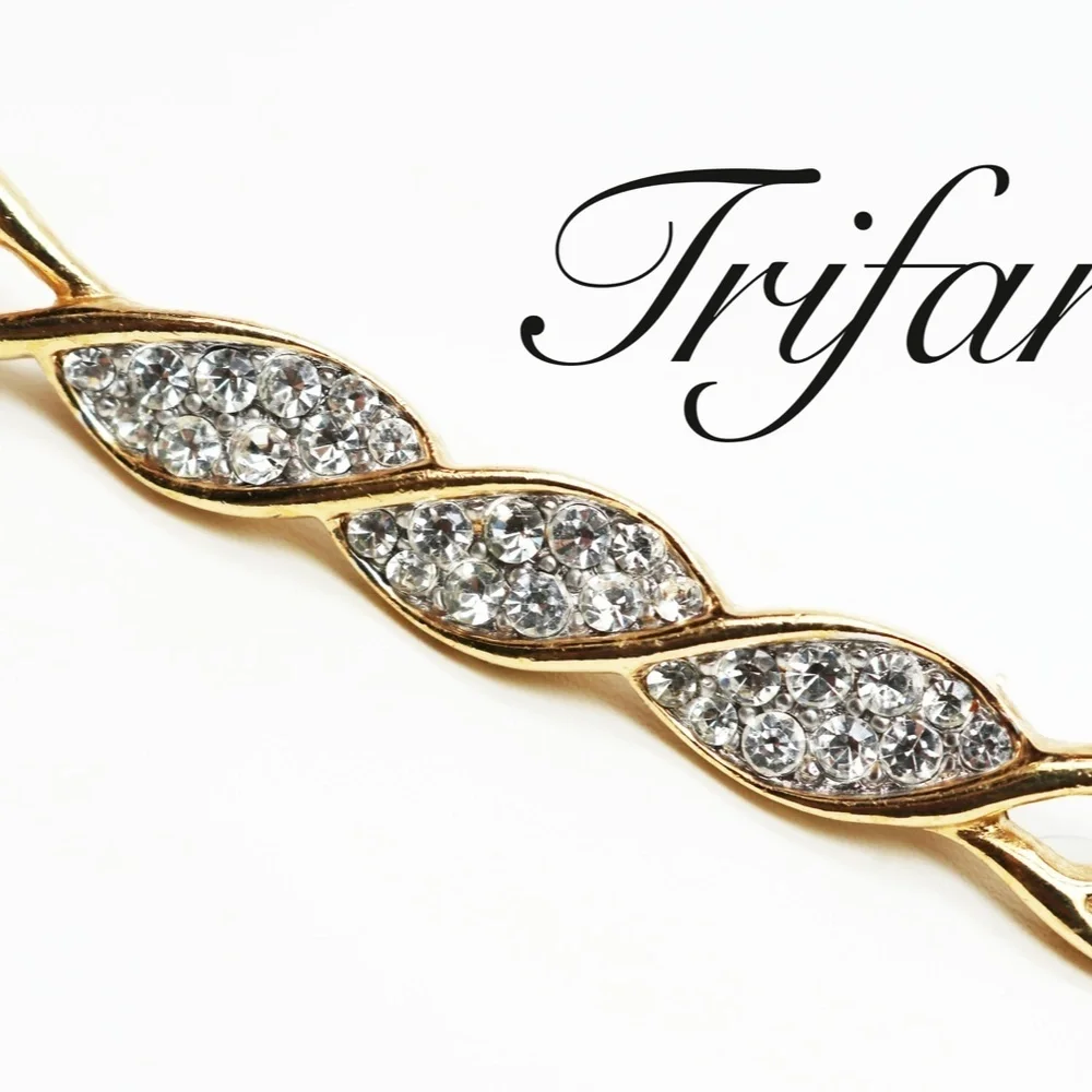 80s TRIFARI Gold & Austrian Crystal Brooch/Tie Pin